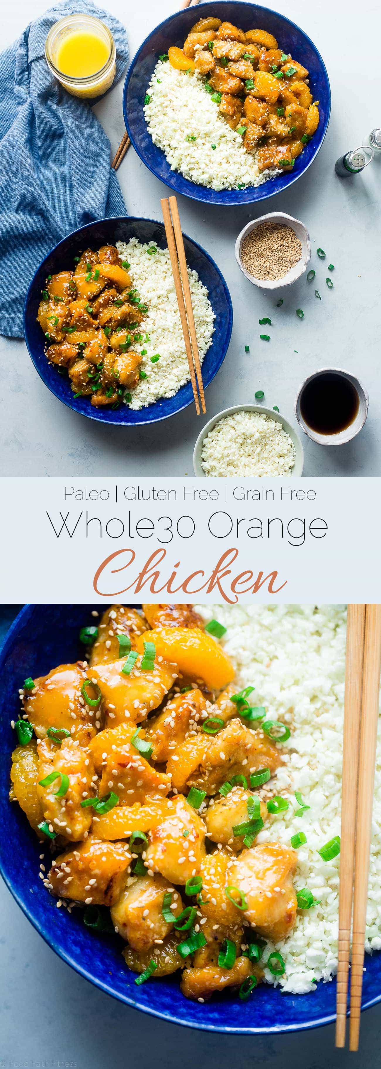 Whole30 Orange Chicken - This 30 minute, paleo orange chicken is so much better and healthier than takeout! It's a quick and easy, whole30 compliant dinner that the whole family will love! | Foodfaithfitness.com | @FoodFaithFit